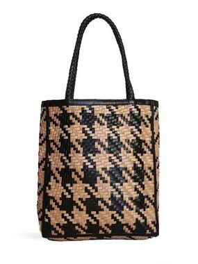 Bembien Le Tote Bag Woven Leather Black and Tan Tote Bag with Braided Handles